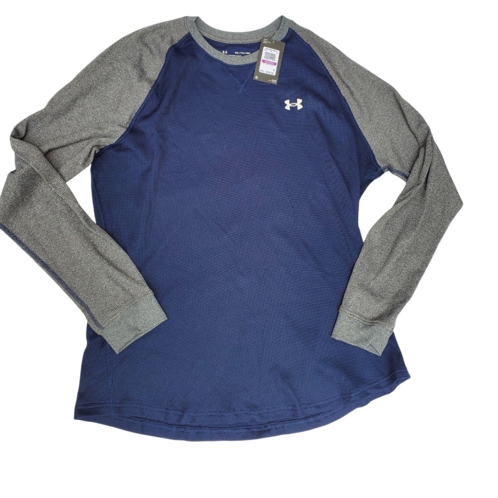 Under Armour Navy and Gray Raglan Long Sleeve Performance Tee